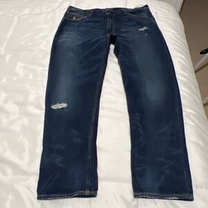 NWT Ralph Lauren Sport Womens 31 Lucy Distressed Denim Jeans Thrashed 35x28.5"